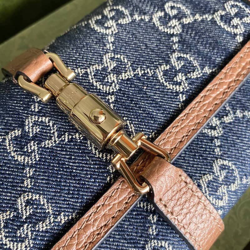 Gvc*1 Jackie 1961 Chain Wallet Organic GG Denim Raplica 652681