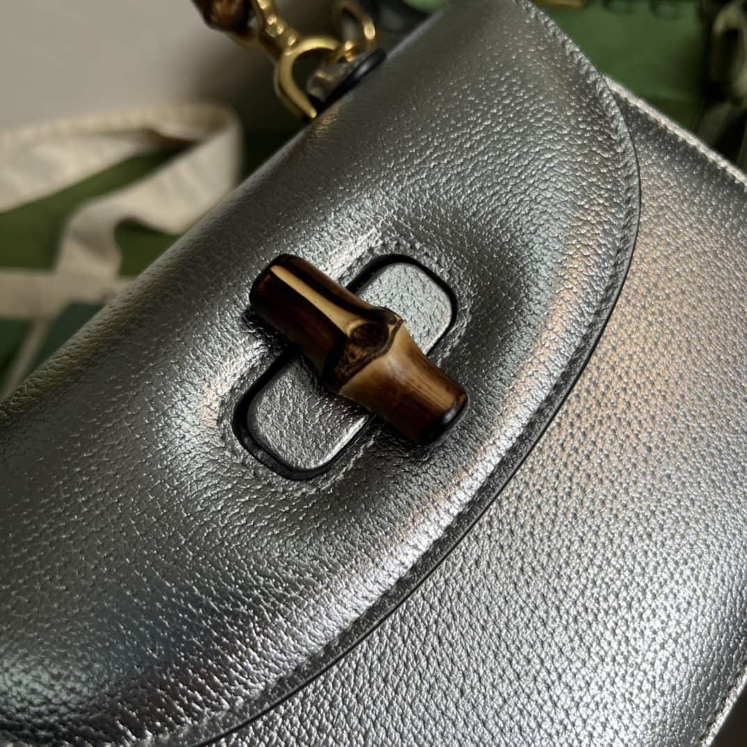 Gvc*1 Bamboo 1947 Small Top Handle Bag 675797 Sliver Replica