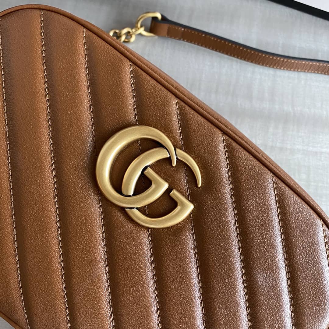 Gvc*1 Handbag Dupes GG Marmont Small Shoulder Handbag Camera Bag Replica Brown 447632