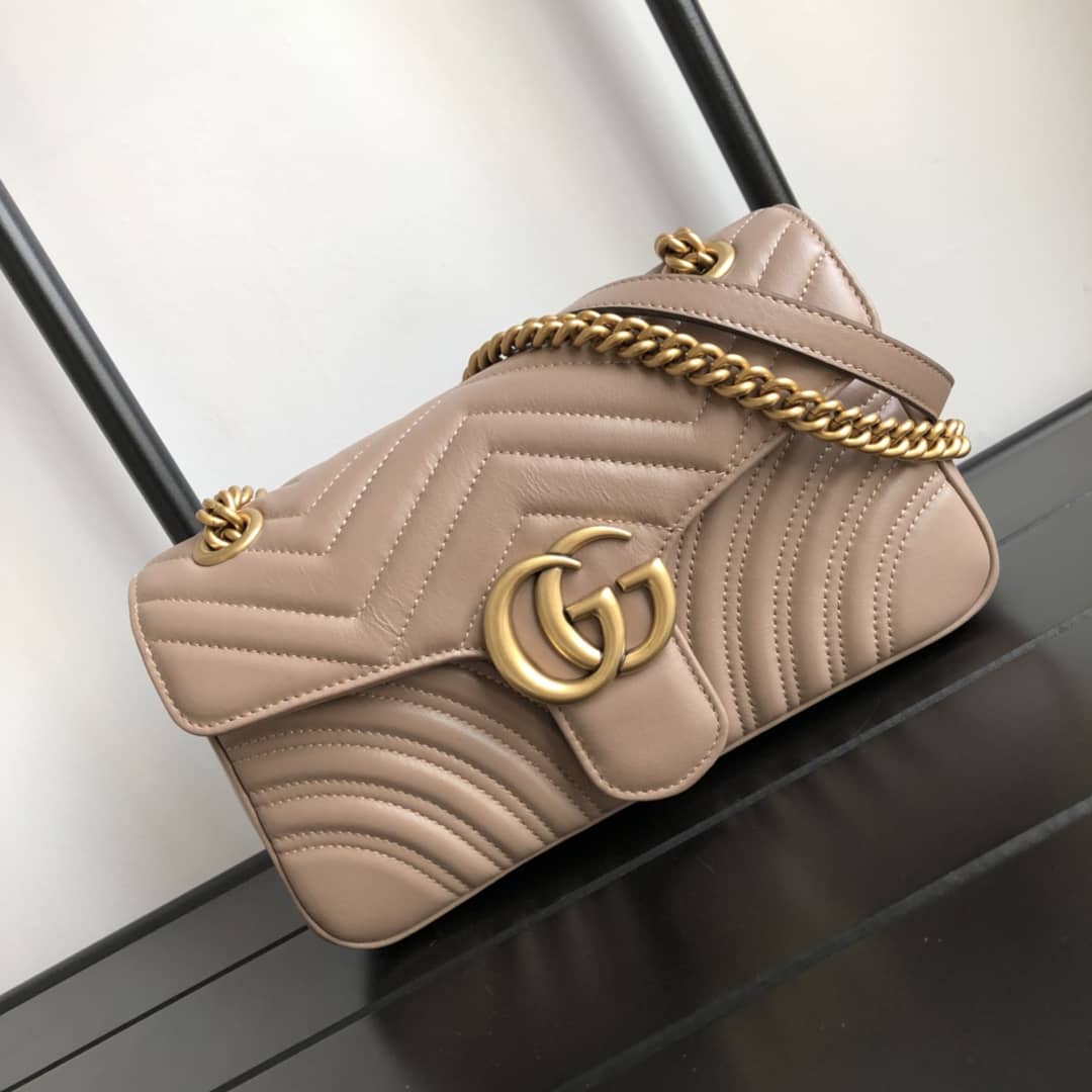 Gvc*1 GG Marmont Matelasse Shoulder Bag Replica Khaki 443497