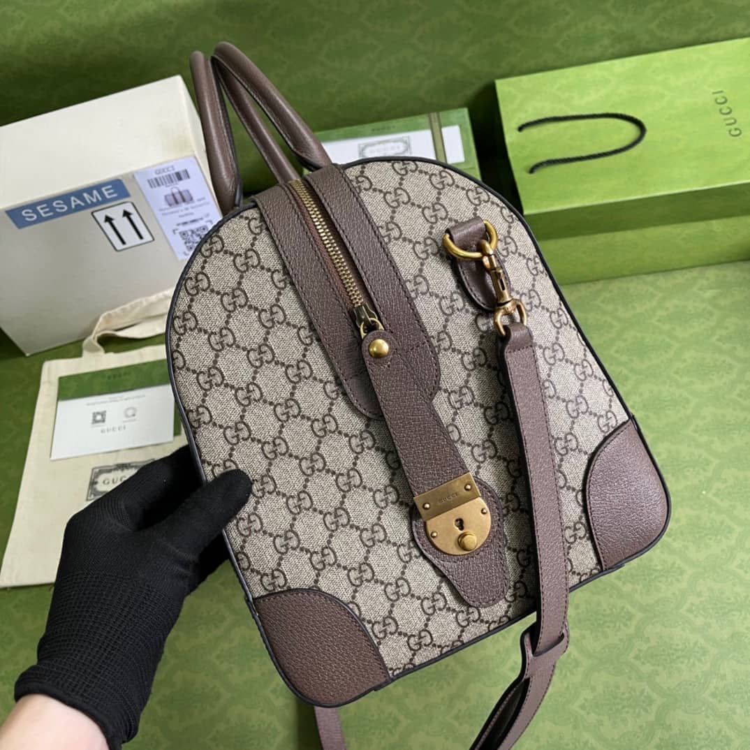 Gvc*1 GG With Web Leather Duffle Bag 645021 Replica