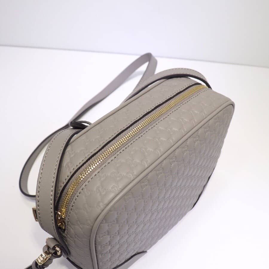 Gvc*1 Bree Gvc*1ssima GG Leather Canvas Camera Bag Replica Gray 449413