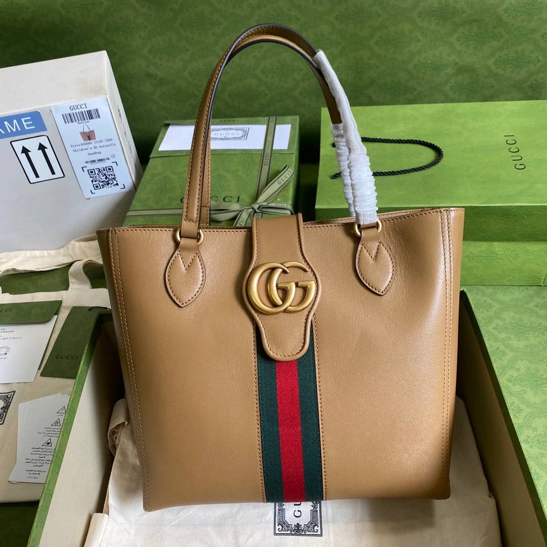 Gvc*1 Double G Leather Small Tote Replica 652680