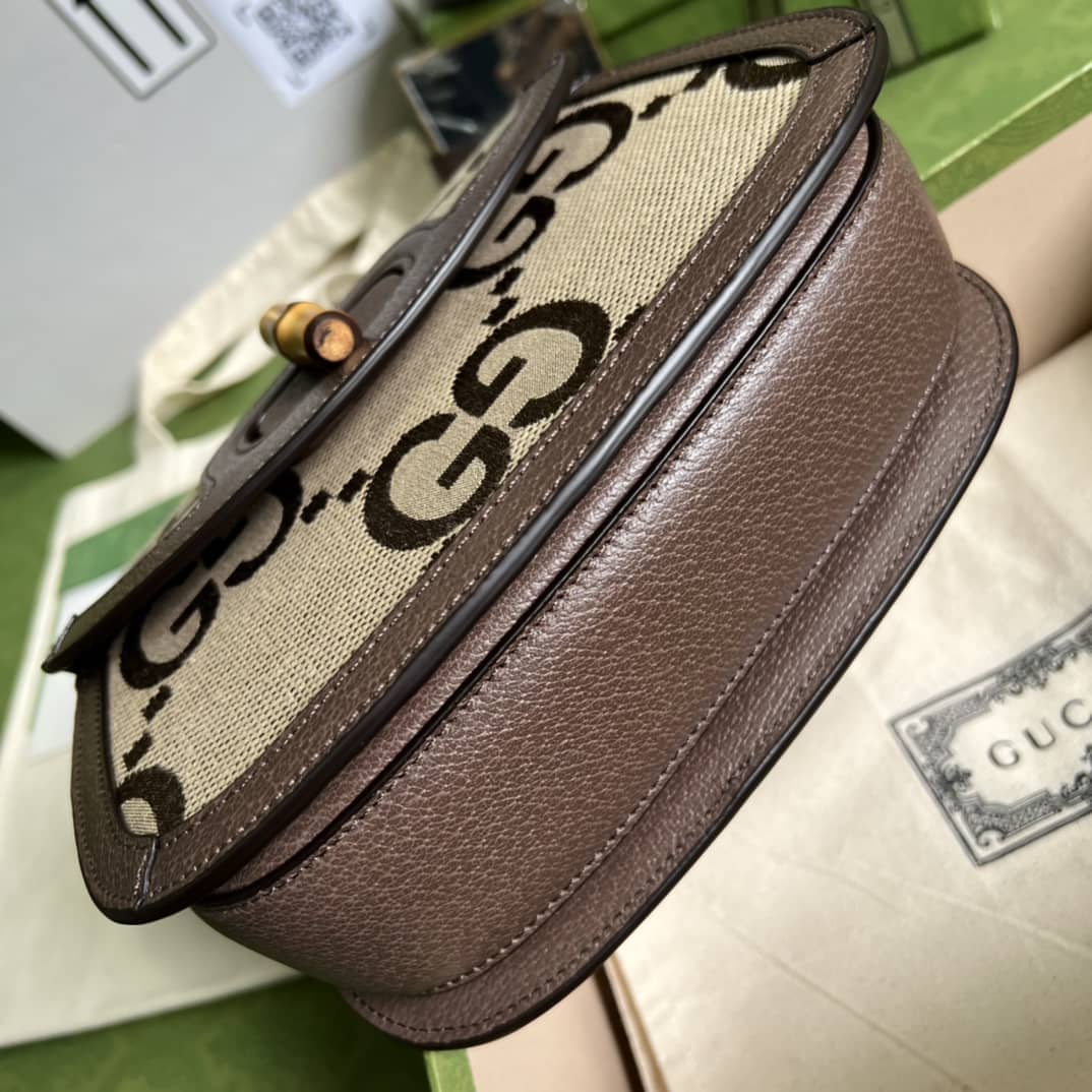 Gvc*1 Small Jumbo GG Shoulder Bag With Bamboo Dark Coffee 675797 Replica