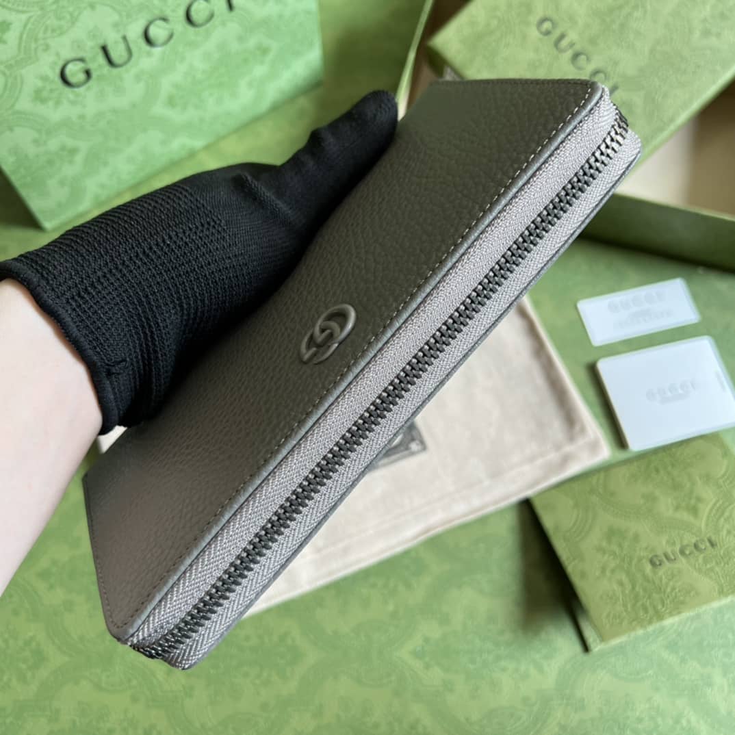 Gvc*1 GG Marmont Leather Zip Long Wallet Replica 456117