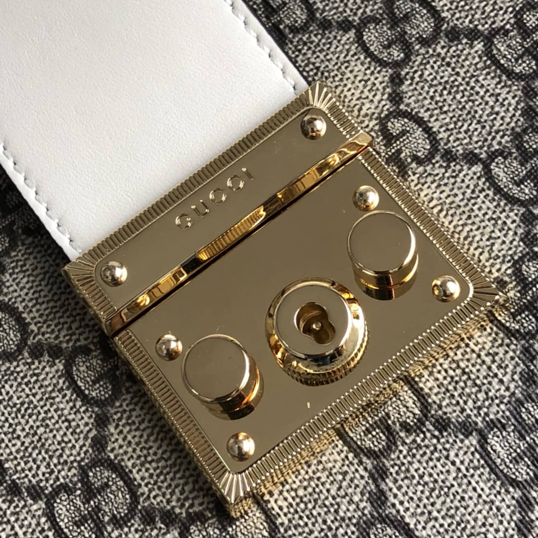 Gvc*1 Padlock Medium GG Svp*me Shoulder Bag Replica Gray White 479197