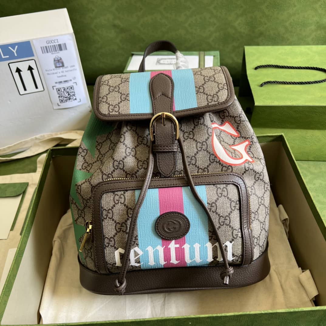 Gvc*1 Interlocking GG Svp*me Backpack Beige Replica 674147