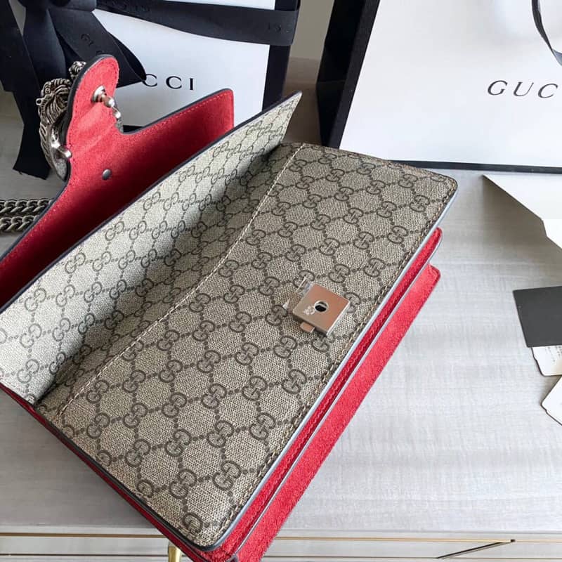 Gvc*1 GG Svp*me Dionysus Chain Replica Shoulder Bag Gray Red 400249