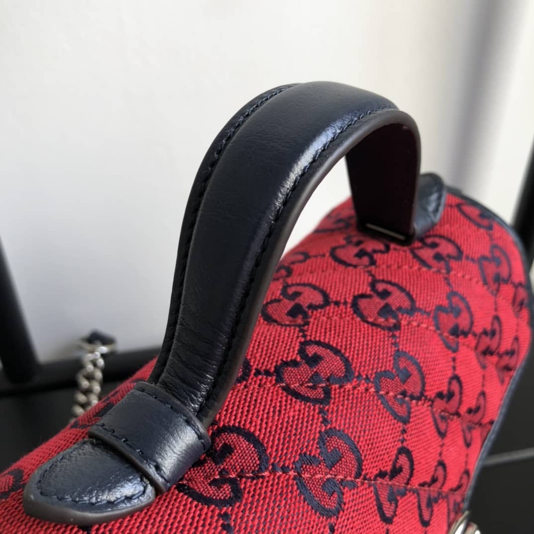 Gvc*1 GG Marmont Mini Top Handle Bag Replica Red 583571