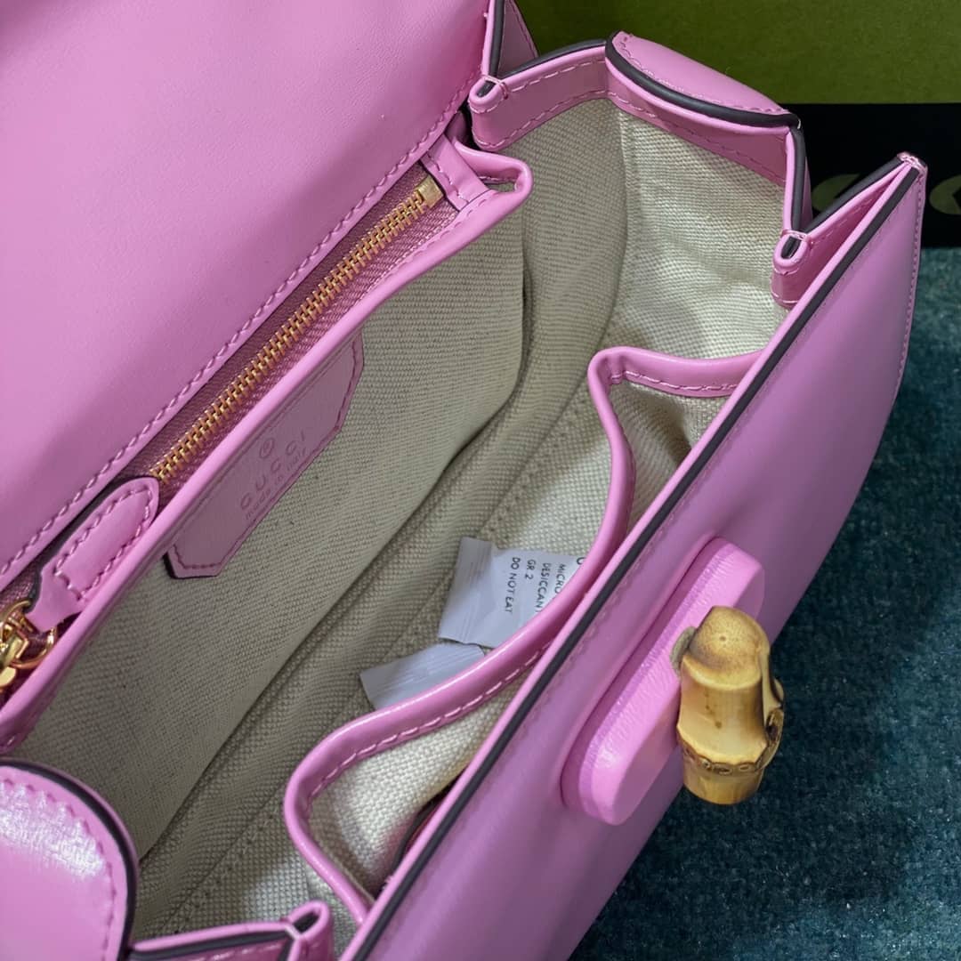Gvc*1 Bamboo 1947 Small Top Handle Bag 675797 Pink 675797 Replica