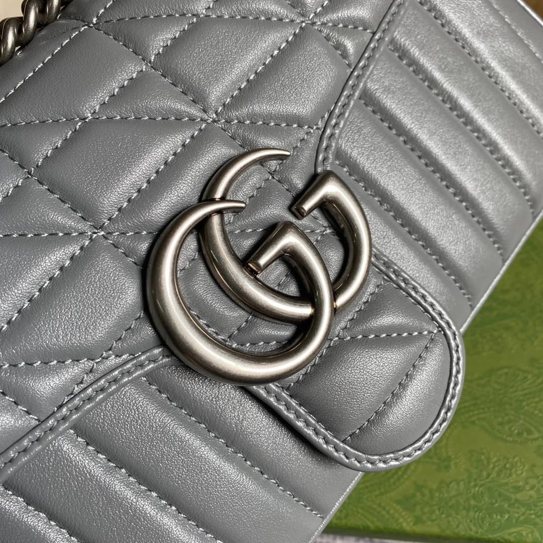 Gvc*1 GG Marmont Matelasse Shoulder Bag Replica Gray 443497