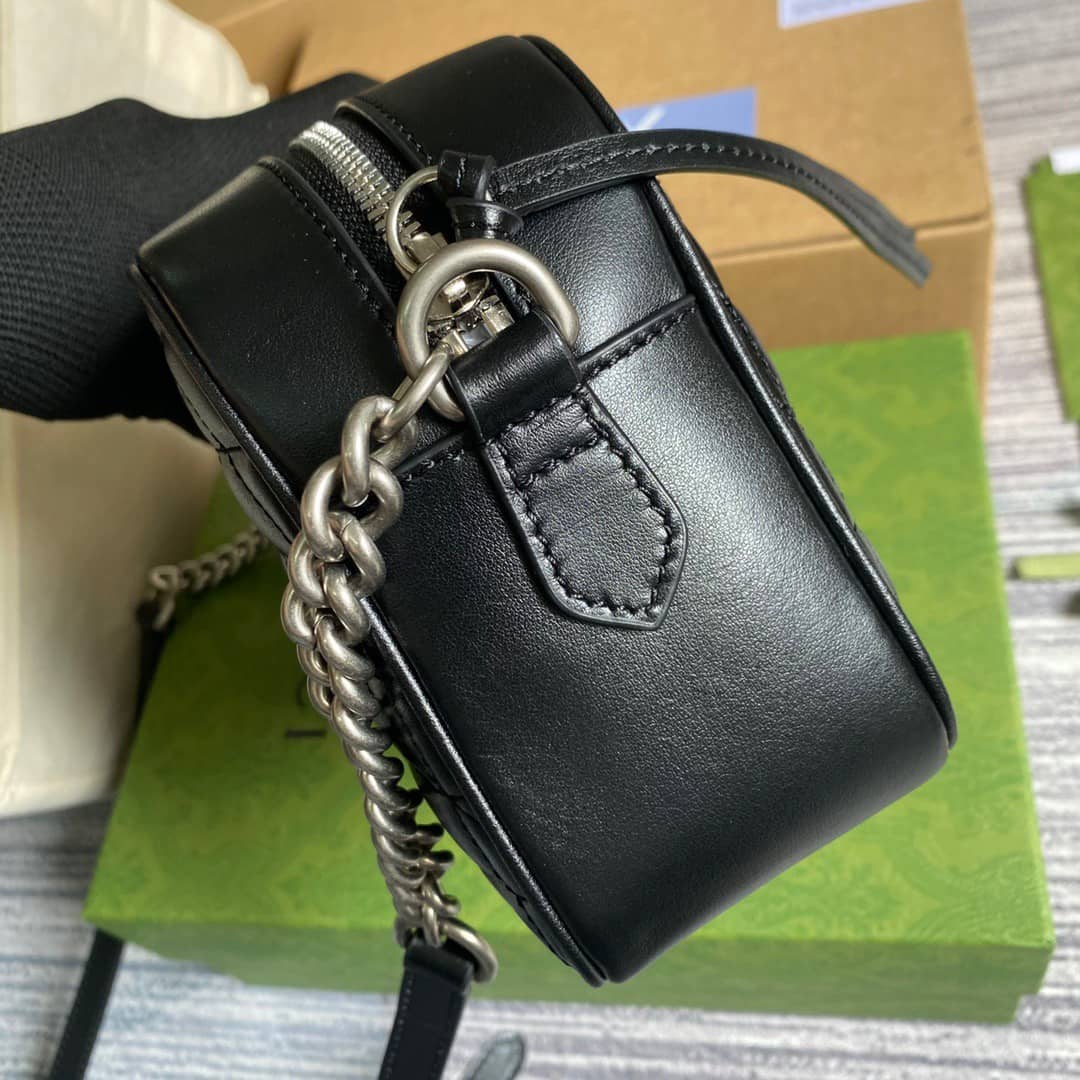 Gvc*1 GG Marmont Small Shoulder Handbag Camera Bag Replica Black 447632