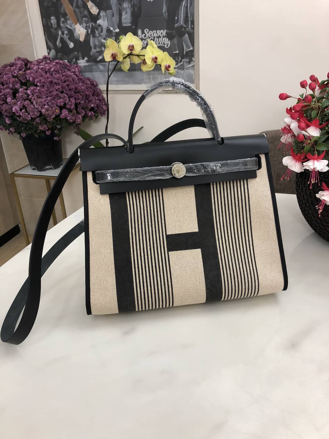 Replica H**me5 Birkin Bag 31 Canvas Leather HerBag