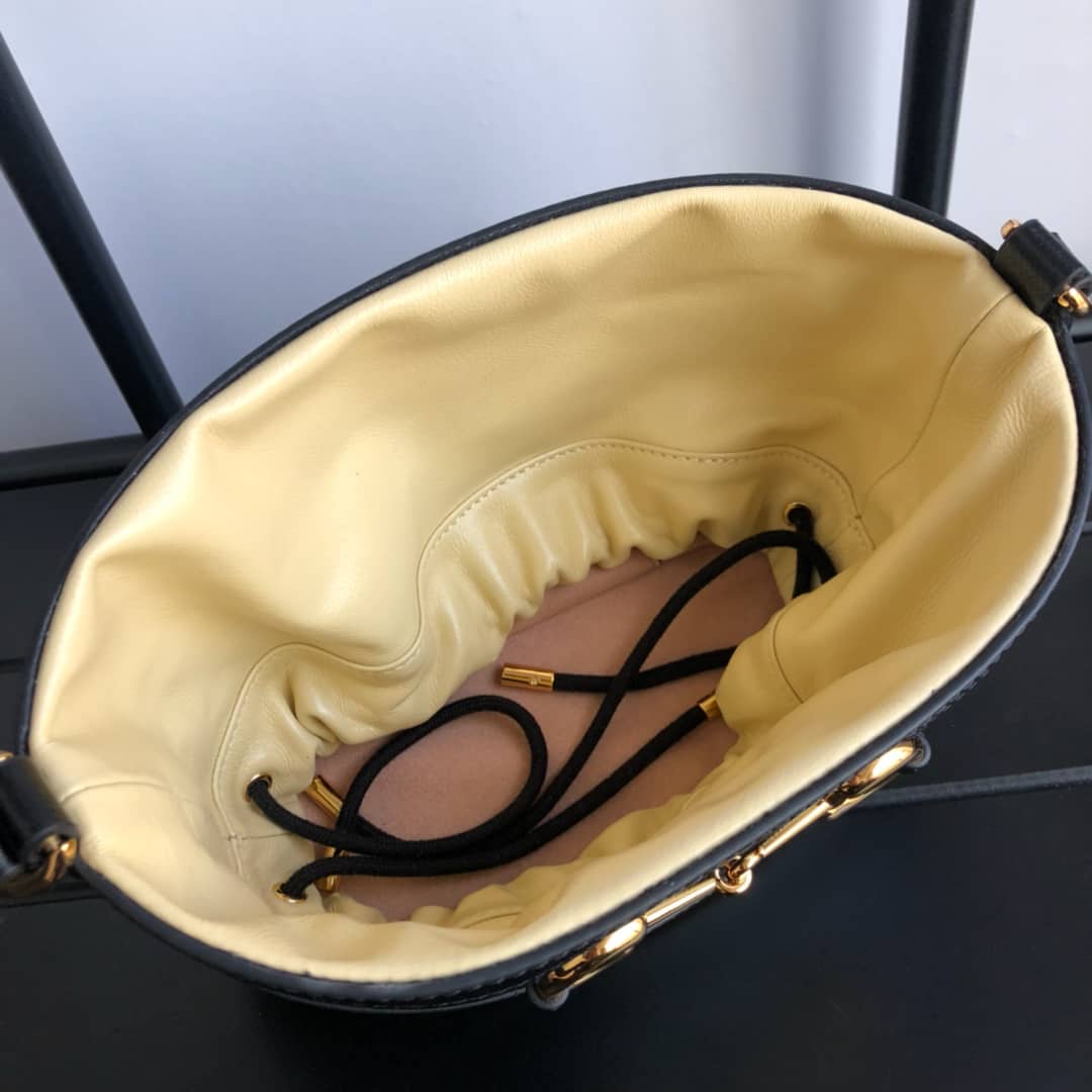 Gvc*1 1955 Horsebit Bucket Bag Replica Yellow Black 602118