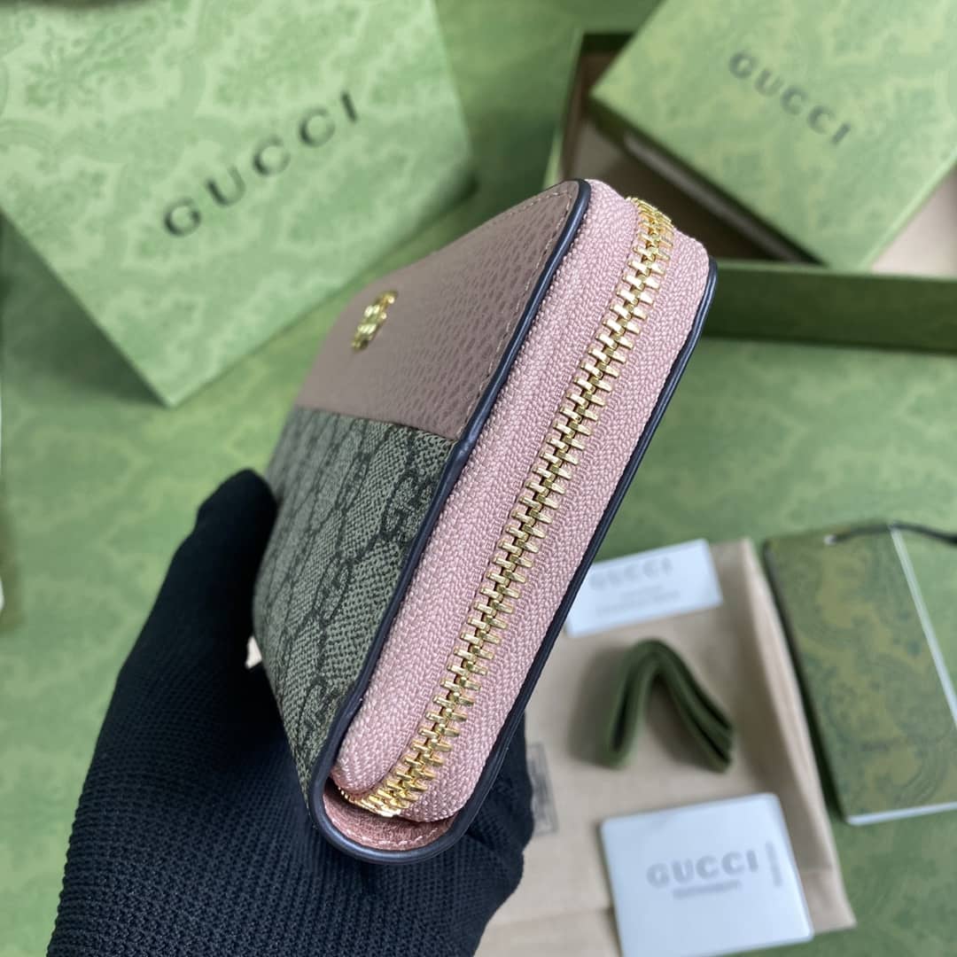 Gvc*1 GG Marmont Leather Zip Long Wallet Replica 456117
