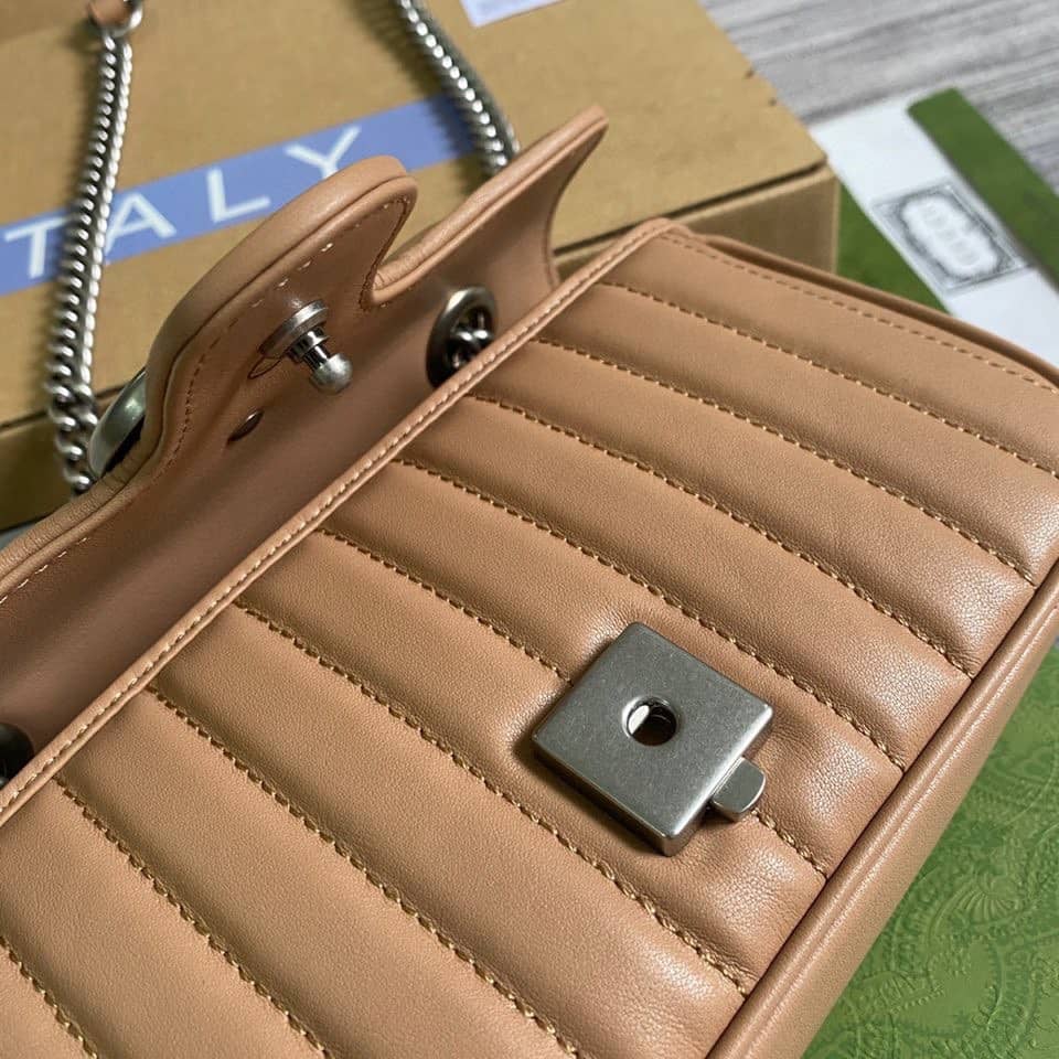 Gvc*1 GG Marmont Mini Matelasse Shoulder Bag Brown Replica 446744