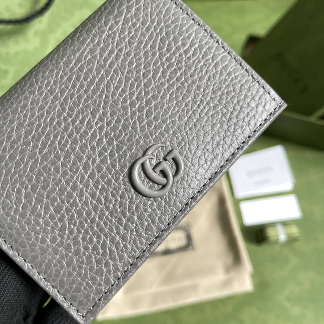 Gvc*1 GG Leather Card Case Wallet Black Replica 456126