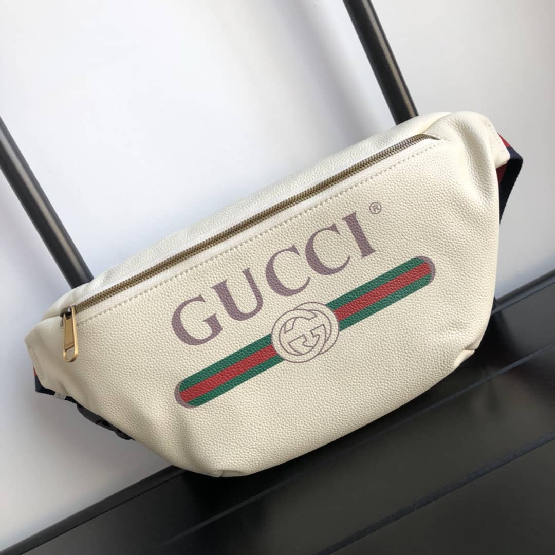 Gvc*1 Print Leather Belt Waist Bum Bag Replica White 493869