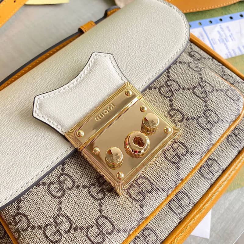 Gvc*1 Padlock Mini GG Svp*me Shoulder Bag Replica White 658487