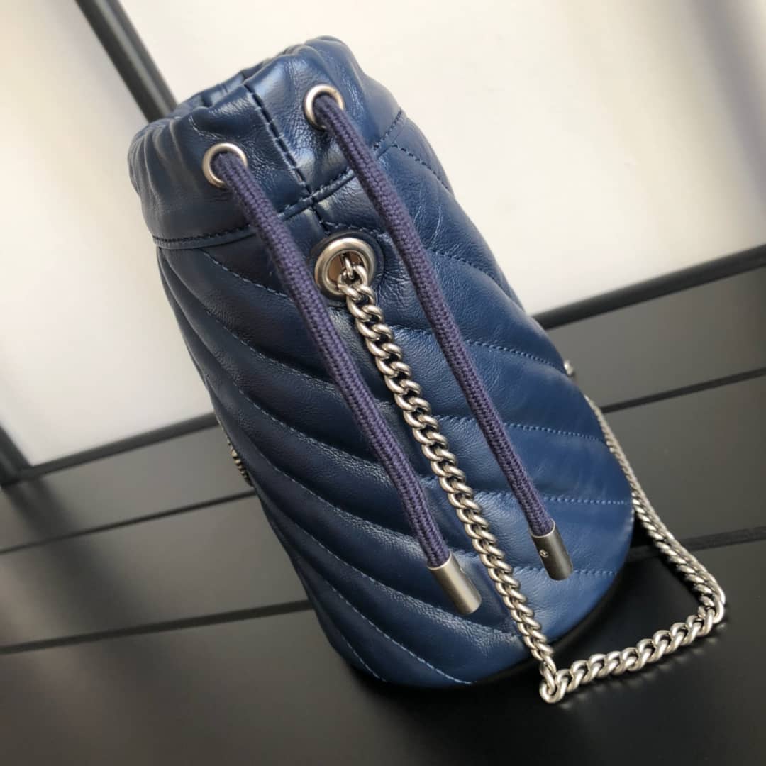 Gvc*1 GG Marmont Mini Bucket Crossbody Bag Replica Blue 575163