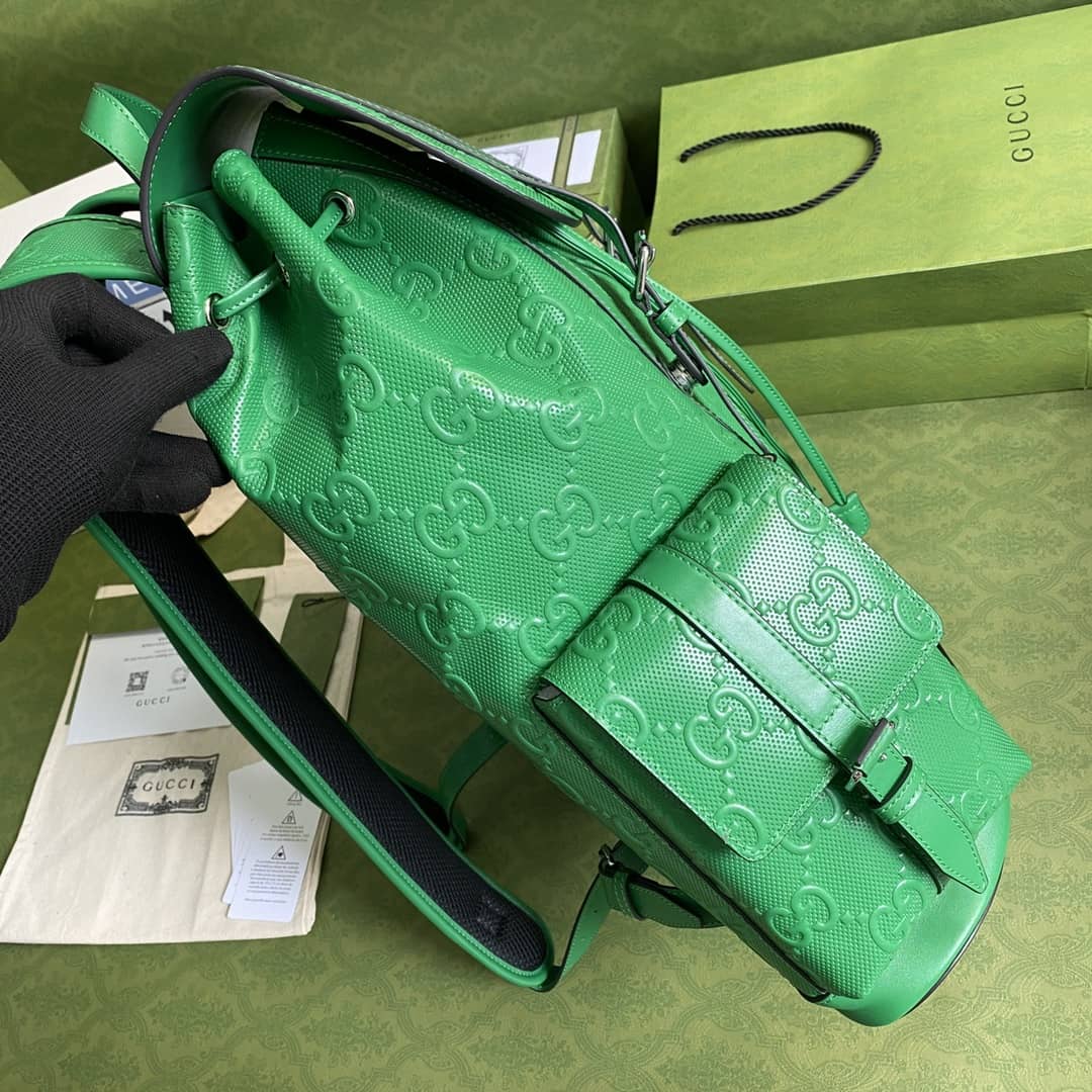 Gvc*1 GG Embossed Backpack Replica Green 625770