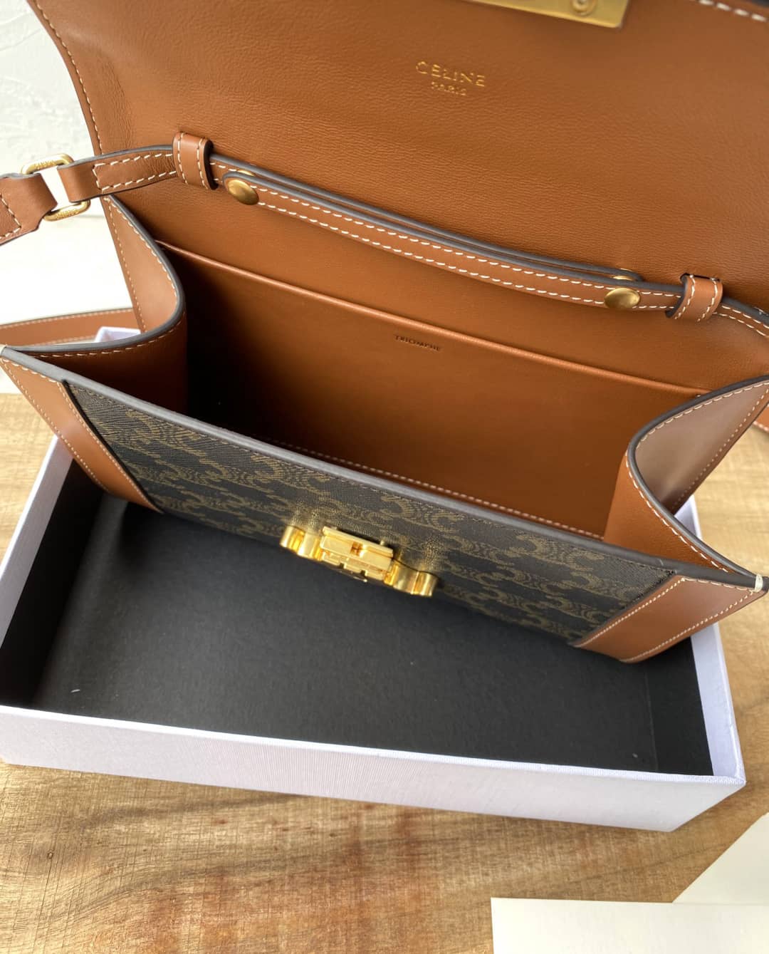Ce1i*e Triomphe Bag Dupe Calf Leather Shoulder Strap Triomphe Replica Bag
