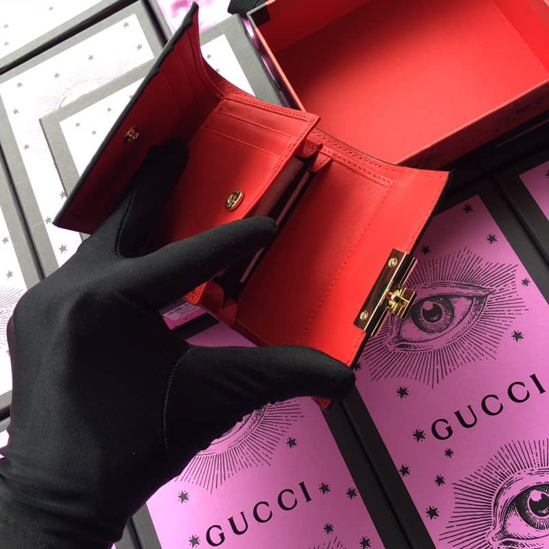 Gvc*1 Padlock Bee Star Print Calfskin Wallet Replica 453155