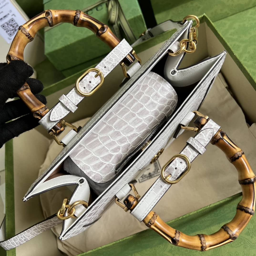 Gvc*1 Diana GG Leather Small White 660195 Replica Tote Bag