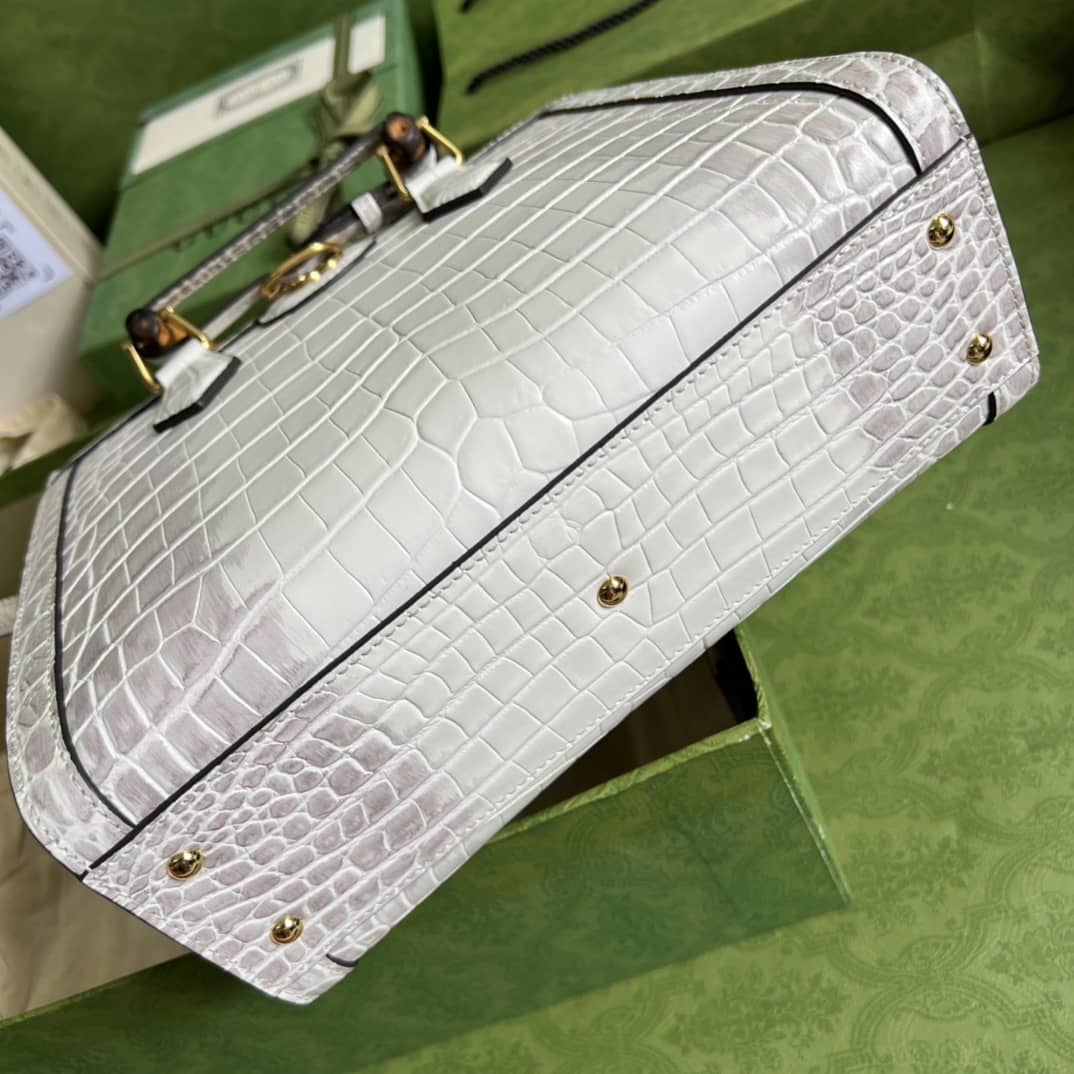 Gvc*1 Diana GG Leather Small White 660195 Replica Tote Bag