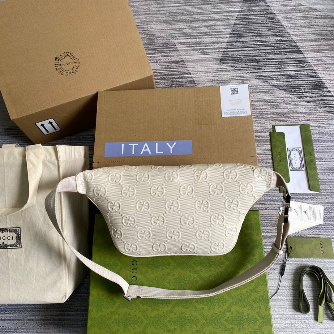 Gvc*1 GG Embossed Belt Bag Replica White 645093