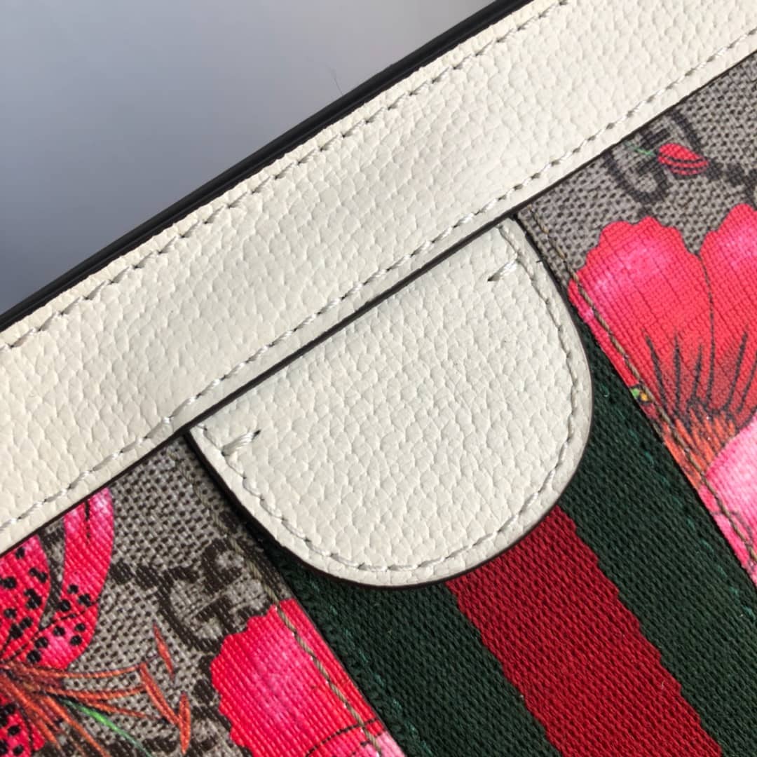 Gvc*1 Ophidia Flora GG Small Svp*me Canvas Shoulder Bag Replica White 503877