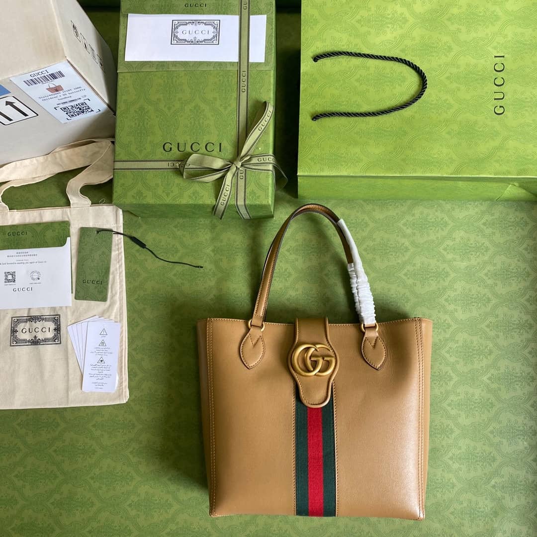 Gvc*1 Double G Leather Small Tote Replica 652680