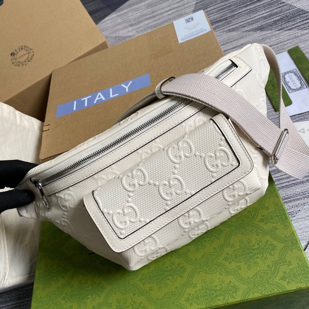 Gvc*1 GG Embossed Belt Bag Replica White 645093