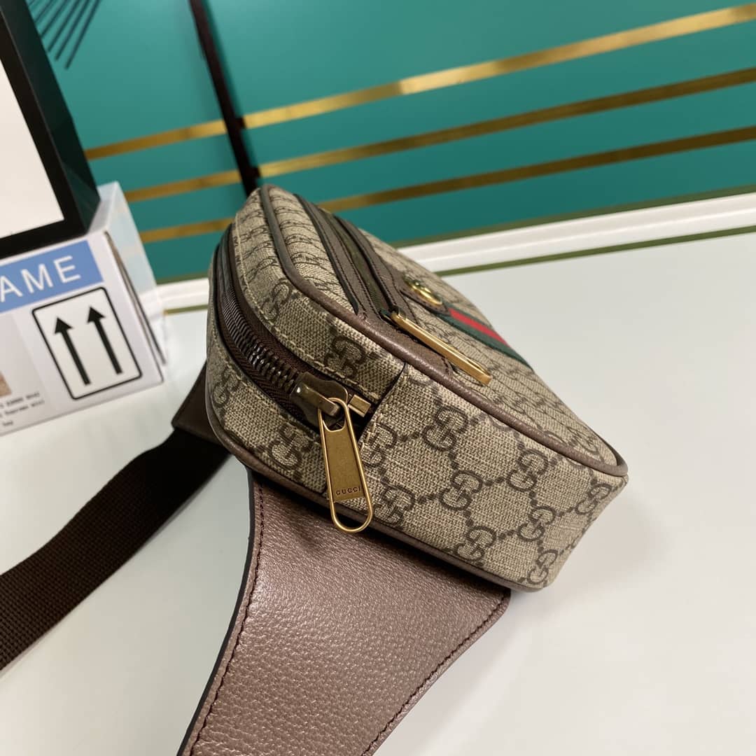 Gvc*1 Ophidia Soft GG Svp*me Belt Bag Ebony Beige Replica 574796