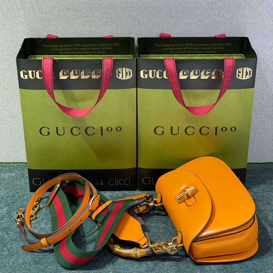 Gvc*1 Bamboo 1947 Small Top Handle Bag 675797 Orange Replica