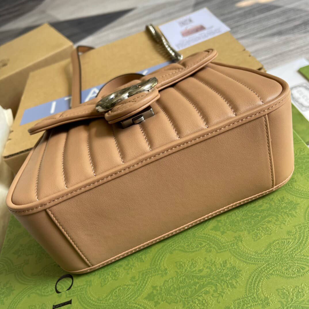 Gvc*1 GG Marmont Mini Top Handle Bag Replica Apricot 583571
