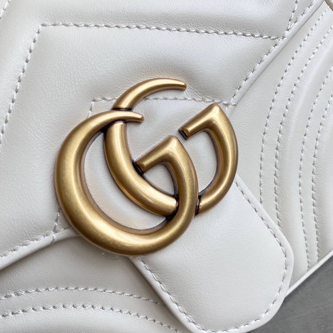 Gvc*1 GG Marmont Mini Leather Top Handle Bag Replica White 547260