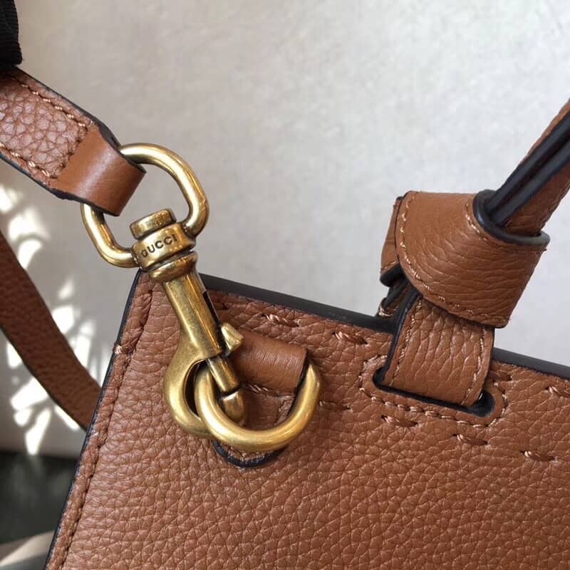 Gvc*1 GG Marmont Leather Top Handle Replica Bag Brown 421890
