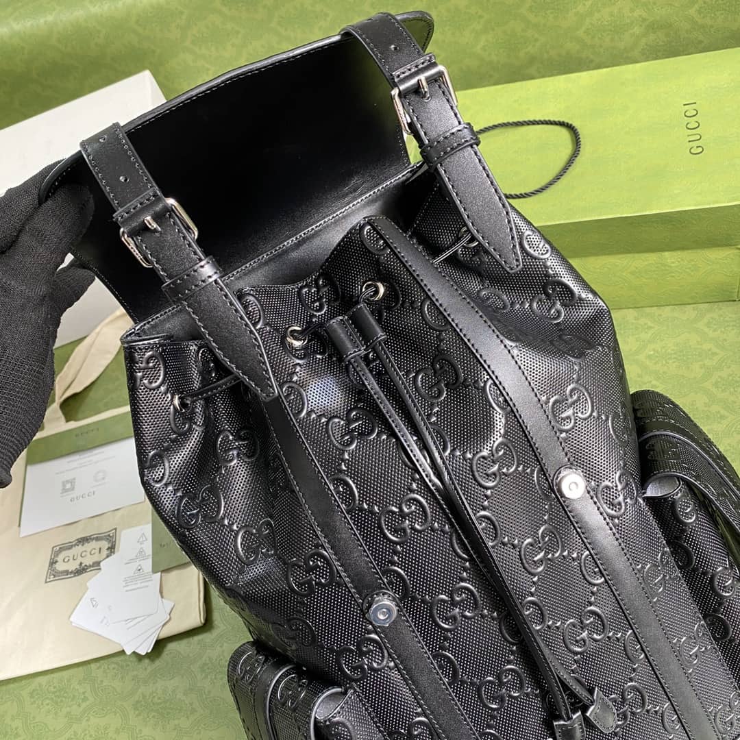 Gvc*1 GG Embossed Backpack Replica Black 625770