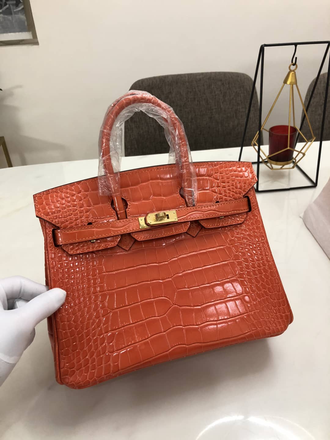 H**me5 Birkin 25CM Crocodile Shiny Replica Bag