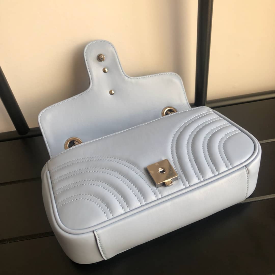 Gvc*1 GG Marmont Mini Matelasse Shoulder Bag Replica Blue 446744