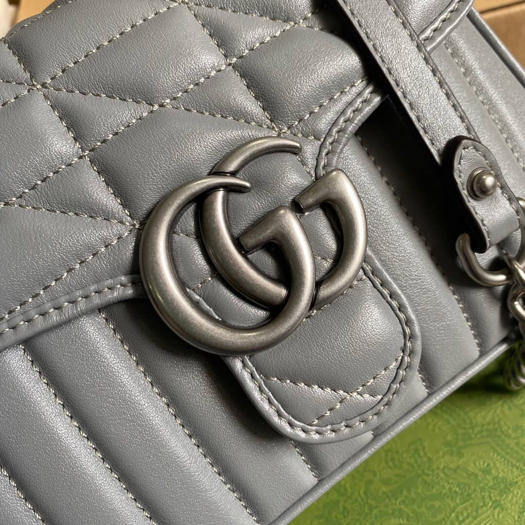 Gvc*1 GG Marmont Mini Top Handle Bag Replica Gray 583571