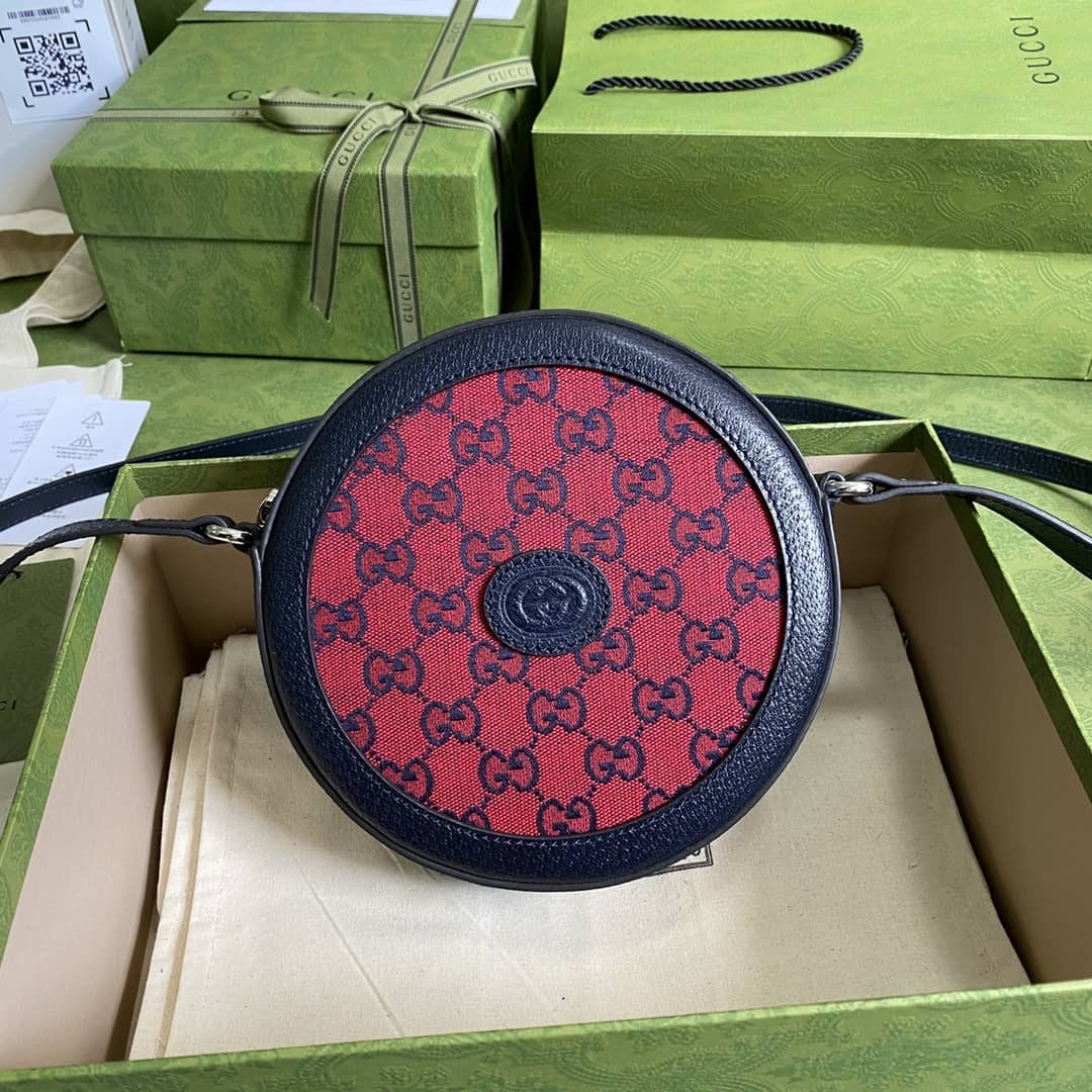 Gvc*1 GG Multicolor Round Shoulder Bag Red Replica 658825
