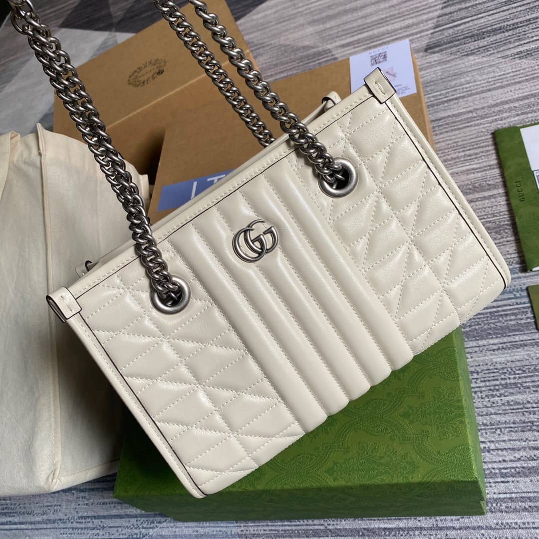 Gvc*1 GG Marmont Small Tote Bag Replica White 681483