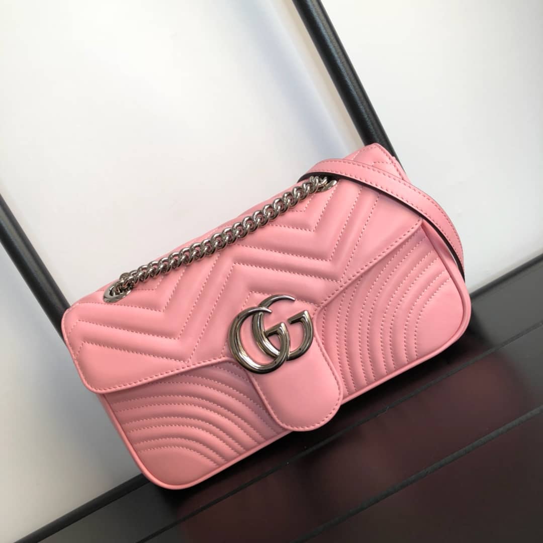 Gvc*1 GG Marmont Matelasse Shoulder Bag Replica Pink 443497