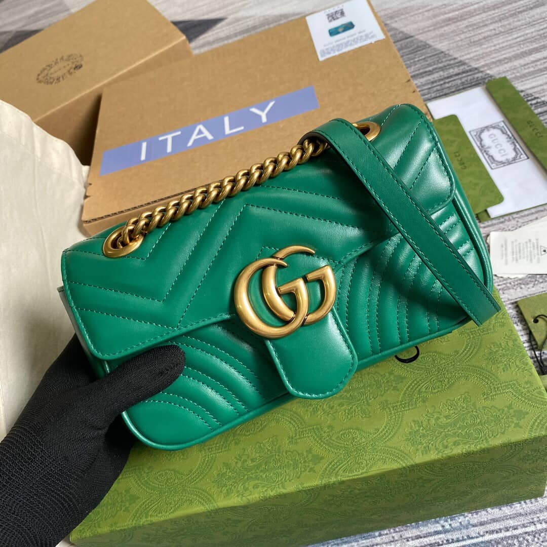 Gvc*1 GG Marmont Mini Matelasse Shoulder Bag Replica Green 446744
