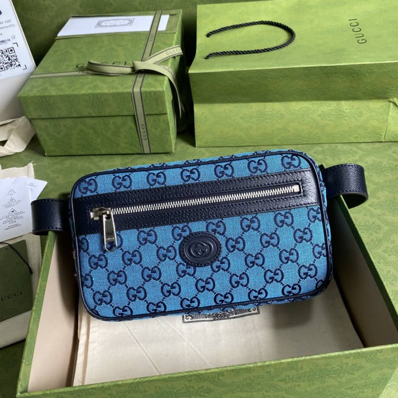 Gvc*1 GG Multicolor Belt Bag Replica Blue 658657