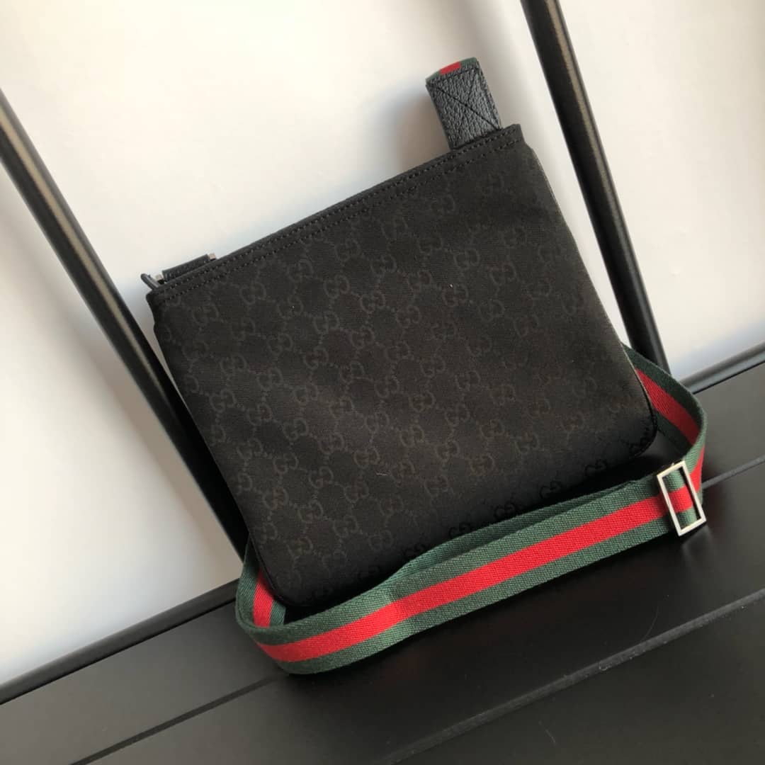 Gvc*1 GG Monogram Canvas Web Small Messenger Bag Replica Black 146309