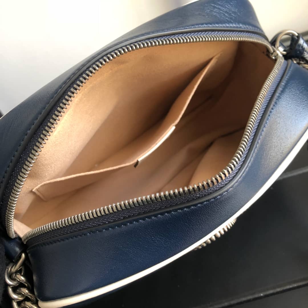 Gvc*1 GG Marmont Small Shoulder Handbag Camera Bag Replica Blue 447632