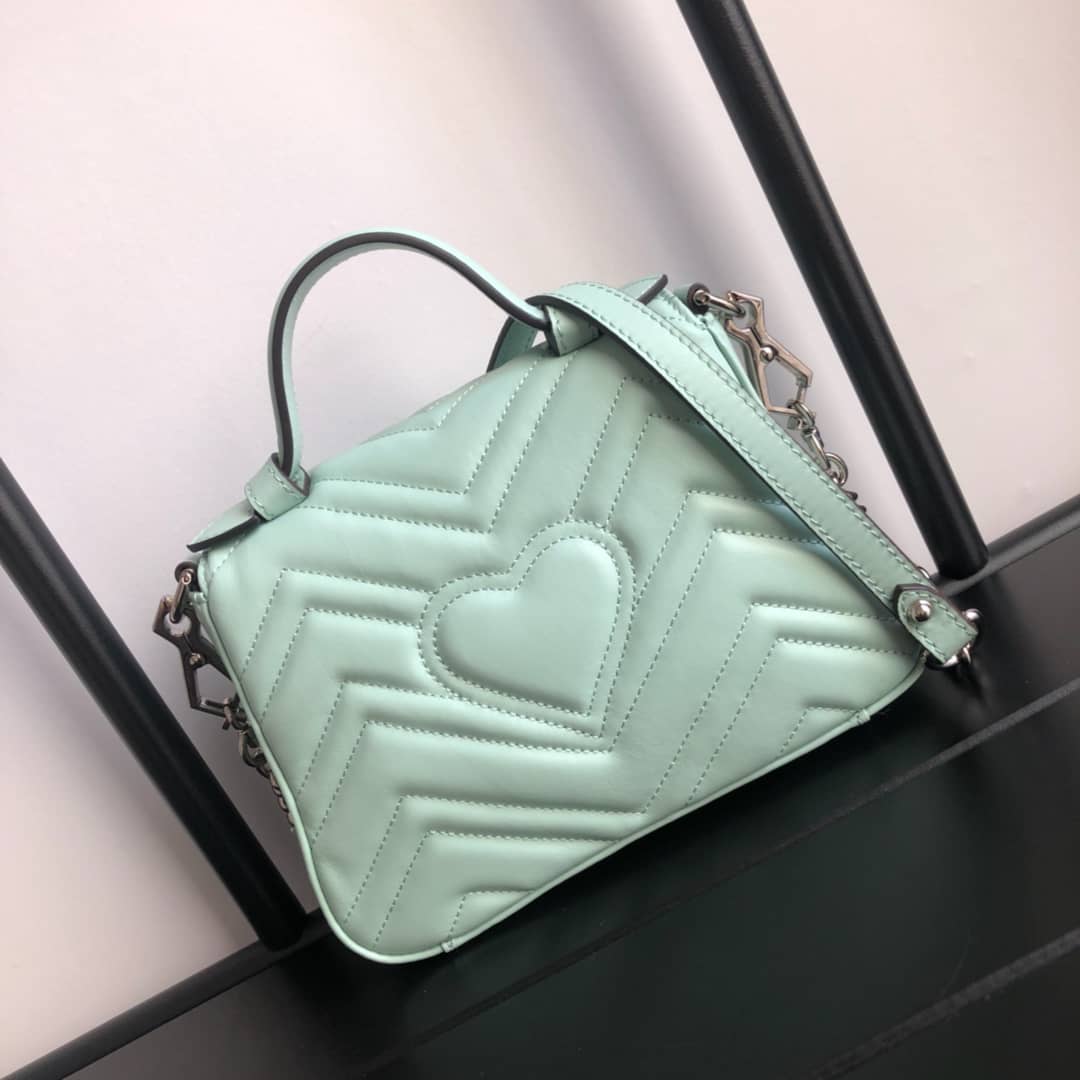 Gvc*1 GG Marmont Mini Leather Top Handle Bag Replica Green 547260